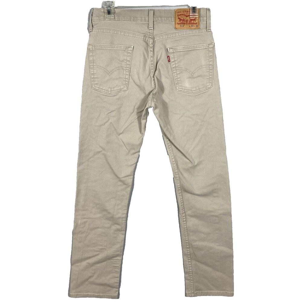 Levis 513 Jeans Mens 30x32 Slim Fit Straight Beige Khaki Denim Pants 06890-110 - Picture 2 of 13